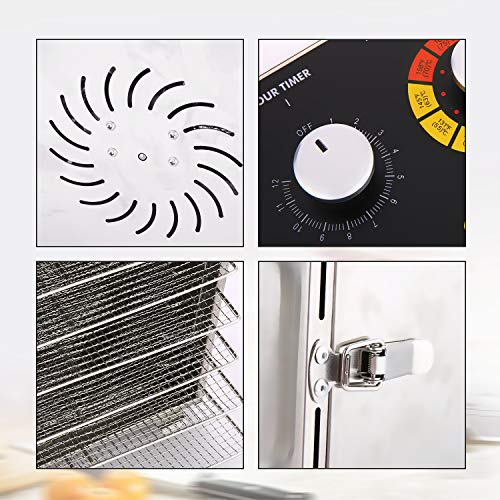 image for Hauture Food Dehydrator Machine, 6 Drying Racks, Multi-Tier Food Prese