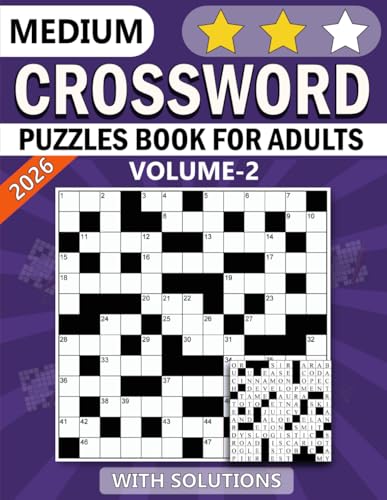 Medium crossword puzzle books for adults Volume 2: A Brain-Boosting Collection of Medium-Level Crossword Puzzles (Crossword Book Series) at Amazon