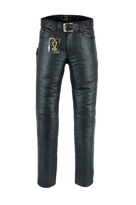 Shamzee Lederhose Leder Jeans Hose ausPDM Nappa Leder Echtleder in Schwarz Farbe inklusive Gürtel