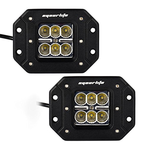 Eyourlife 2PCS 18W 1620LM CREE Flood Led Work Light Bar Flush Mount Light Auto Work Light Driving Fog Light Pods for off-Road SUV Pickup Boat 4×4 Jeep SUV