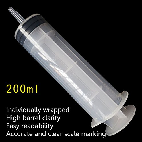 3 Pack 200ml Syringes, Large Plastic Industrial Syringe with 31.5in ...