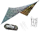 Rolling Fox Tarp Shelter Waterproof lightweight Hammock Camping and Survival Tarp Shelter (Camo, 360x280 cm)