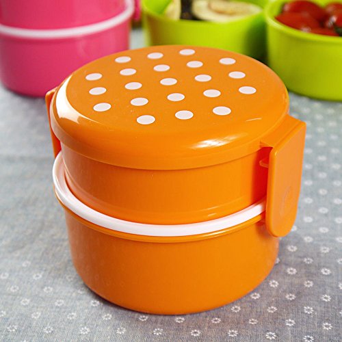 2-layer Bento Boxs for Adults Bento Lunch Box Food Storage Box Portable Kids Bento Box Mini Cute Bentolunch Box Accessories 10cm 1pcs (Orange)