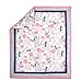 The Peanut Shell Coral Pink, Grey and Navy Floral 4 Piece Crib Bedding Set