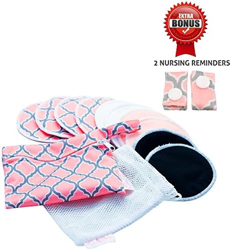 Evapura Washable Bamboo Nursing Pads with Laundry and Wet Bag - Pack of 10
