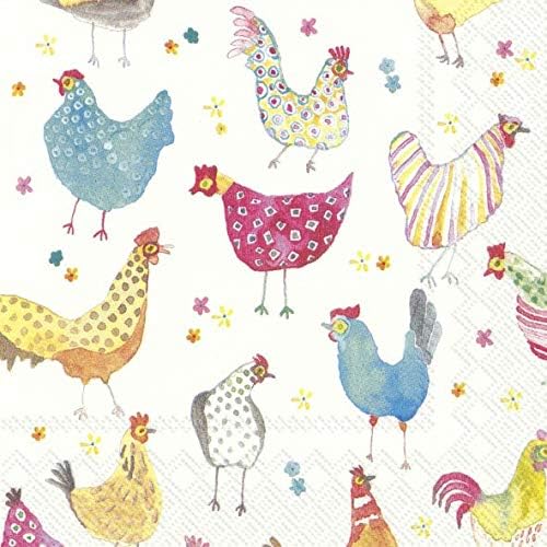 IHR JOLLY HENS Colourful Chickens Easter Luncheon Paper Table Napkins 20 in a pack 33cm square