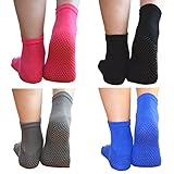 Premium Cotton Socks / Yoga Socks / Grip Socks / Toe Socks /Pilates Socks / non skid socks / barre socks/ non slip socks for Women, 4 Pack