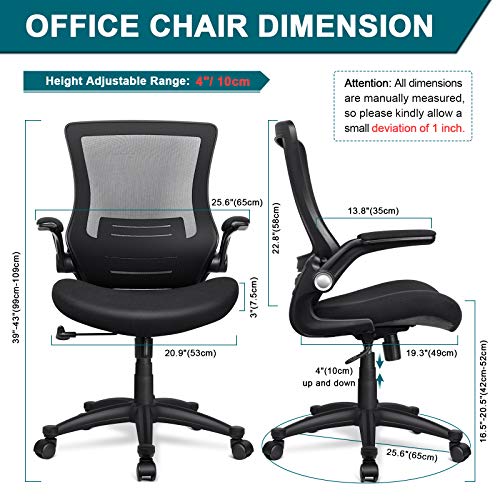 Funria Mesh Office Chair Ergonomic Mid Back Swivel Black Desk Computer