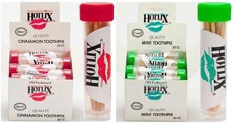 12 Tubes Hotlix Flavored Toothpicks - 6 Mint and 6 Cinnamon