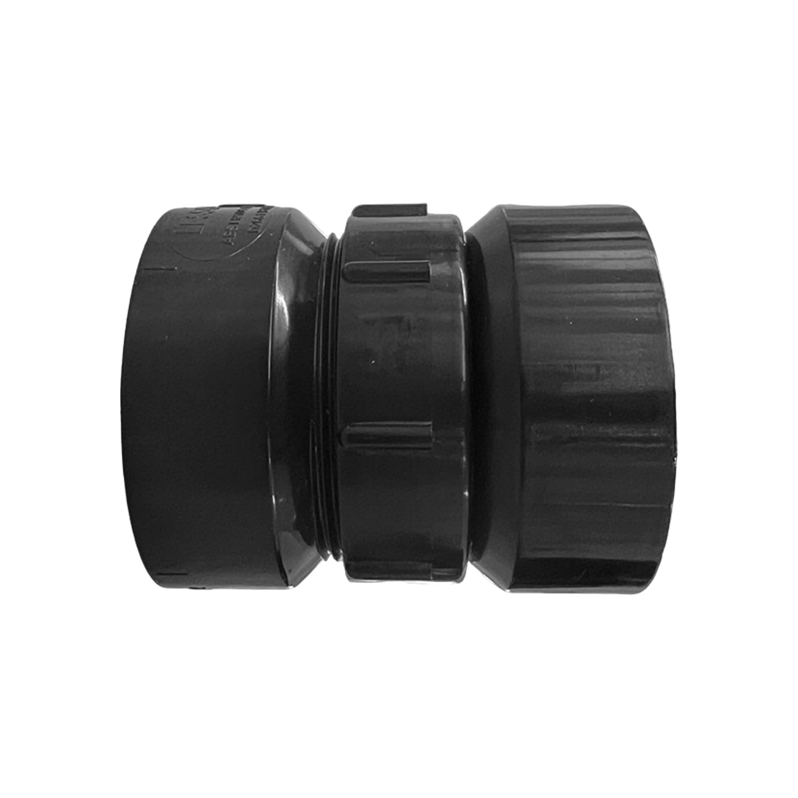 Photo 1 of 1-1/2 Inch ABS Union RV Sewer Hose Fitting Adapter - PVC Connection & Termination Adapter(Hub X Hub) Black
