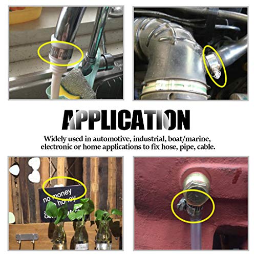 Hose Clamp Set, Glarks 40-Pieces 304 Stainless Steel Adjustable 8-44mm Range Worm Gear Hose Clamps Assortment Kit, Fuel Line Clamp for Water Pipe, Plumbing, Automotive and Mechanical Application
