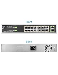 BV Tech 16 Port PoE + unmanaged Switch + 2 Gigabit Ethernet Uplink   130 W   802.3 at   poe sw1602 a