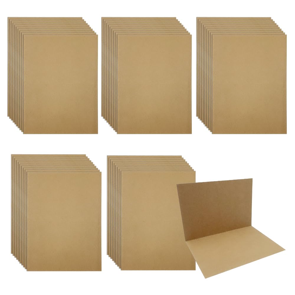 WYAN 50 Pieces Blank Kraft Paper Cards, Kraft Paper Message Cards, Brown Business Card, for DIY Gift Tag, School,Office, Clips, Flower, Halloween Christmas Day(Brown)
