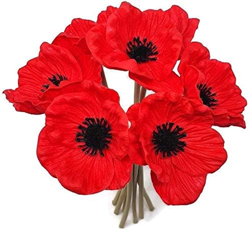 Frp Flowers Anemone Poppy 7 Pcs Bouquet Real Touch Artificial Flowers For Floral Arrangements And Home Decor 10 Inches Red Artificial Flowers Amazon Com Au