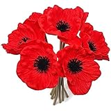 FRP Flowers - Anemone Poppy - 7 PCS Bouquet Real Touch Artificial Flowers for Floral Arrangements and Home Decor (10 Inches) 