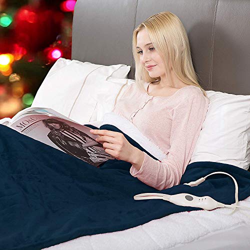 Electric Heated Throw Blanket Fleece with Controller, 4 Hours Auto Shut-Off, Fast Warming, Full-body Comfort, Luxuriously Soft, Machine Washable, 50" x 60", Micromink for Cozy Couch or Bed