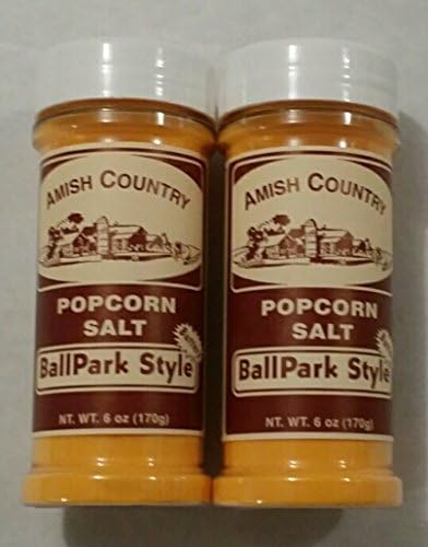 Amish Country Ballpark Butter Popcorn Salt 2/6 Ounce Shakers Total 12 Ounces