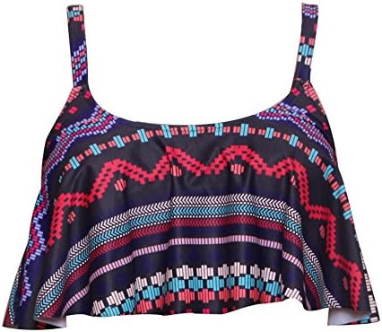 Solid/Floral Ruffle Summer Beach Swim Push Up Tops Pin Up Swimwear