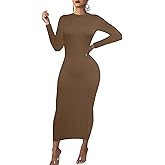 Women's Long Sleeve Bodycon Dress - Maxi Casual Fall Club Party Long Tight Pencil Dresses