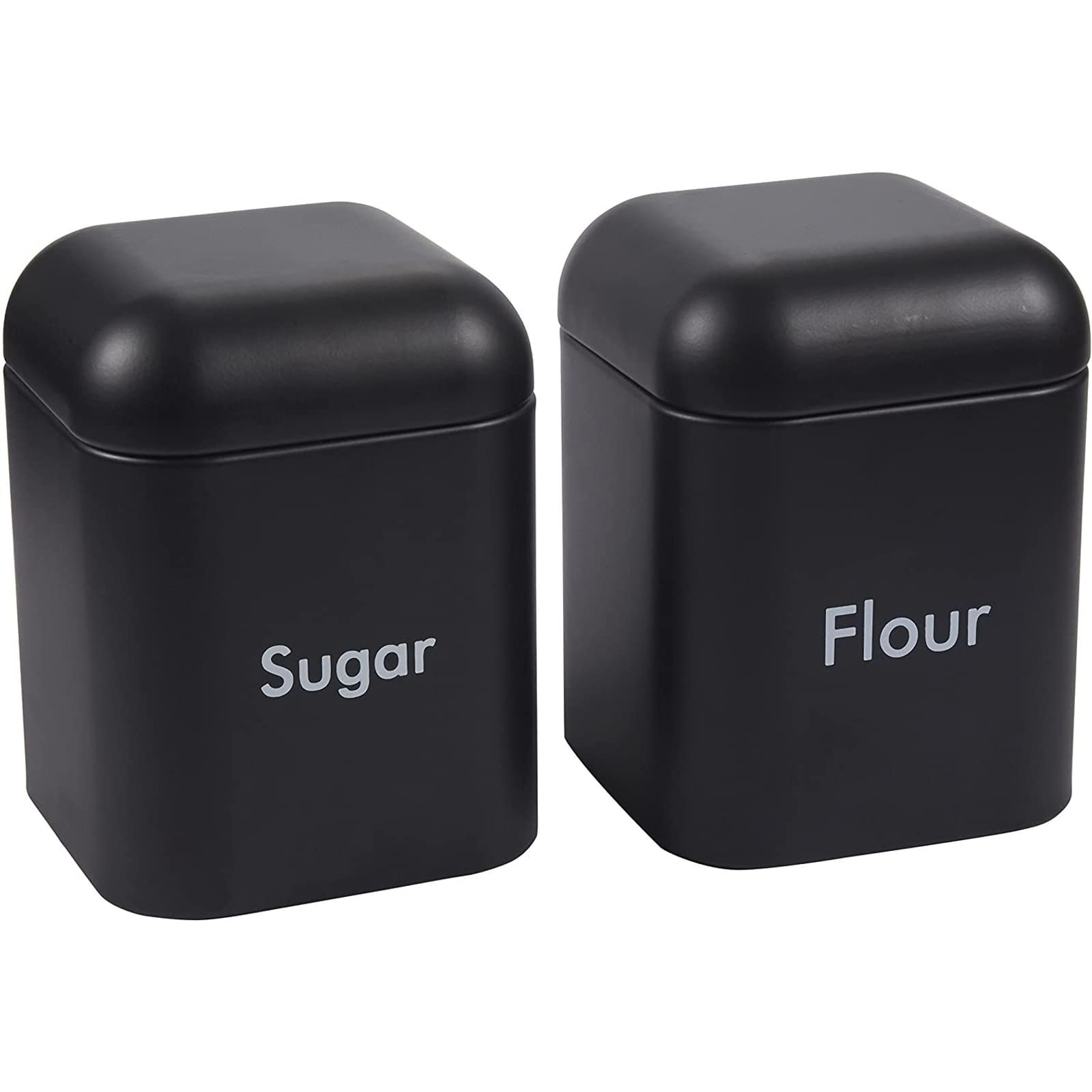 Photo 1 of Juvale Flour & Sugar Storage Containers - Set of 2 40 oz (4.5 x 6 in) Black Iron - Airtight Silicone Gasket Seal - Flour Canister & Sugar Container