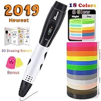 TIPEYE 3D Pen 2019 Newest 3D Printing Pen with 18 Colors 180 Feet PLA Filament Refills and 200 Stencils for Kids, Adults, Doodling, Artist, DIY, Drawing etc