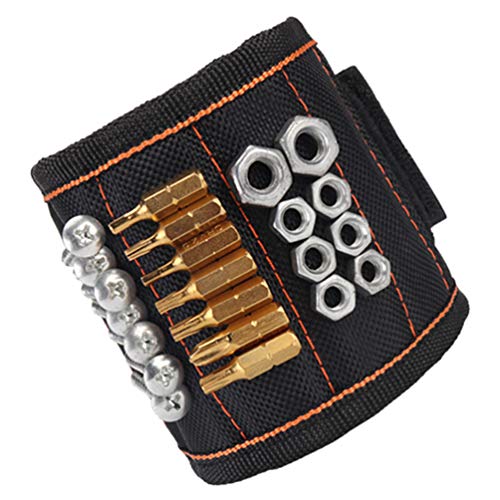 WARTOOL Magnetic Wristband 5 Powerful Magnets Tool Belt Storage for Holding Screws Nails Needles Other Small Tools Versatile Organizers for DIY Handyman Men Women Breathable Padding Gift Black