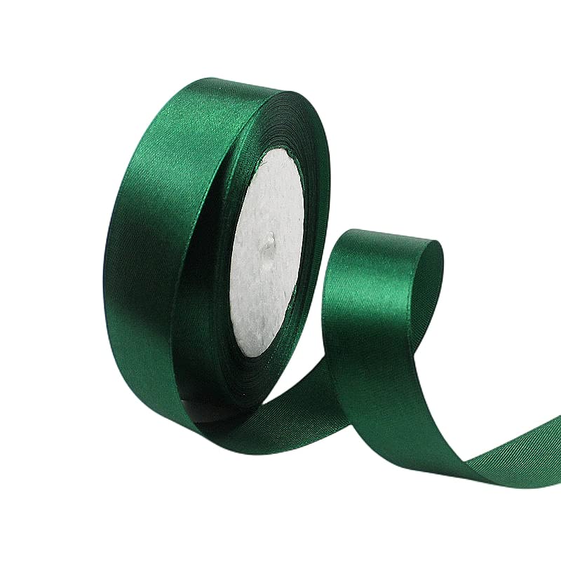 Dark Green Ribbon 25mm,23 Meters Christmas Ribbon Green Satin Solid Colors Fabric Ribbon for Crafting,Gift Wrapping,Balloons,DIY Sewing Project,Hair Bow,Valentine,Bouquet,Cake Wedding Party Decoration — image 1