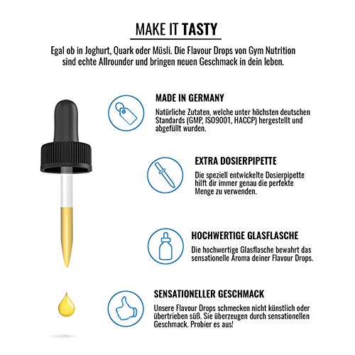 Flavour Drops Zuckerfrei 50ml mit Dosierpipette - Flavor Drops Lebensmittelaroma - Flavor Drops Zuckerfrei für Magerquark, Porridge uvm - von Gym Nutrition - Vanille Geschmack – Bild 7