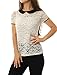Allegra K Women's Contrast Peter Pan Collar See Through Lace Top White L