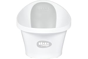 BEABA by Shnuggle Baby Bath Tub with Little Baby Bum Bump Support and Cozy Foam Back Rest, Baby Tub, Infant Bathtub, Baby Essentials, 0-12 Mths (Grey)