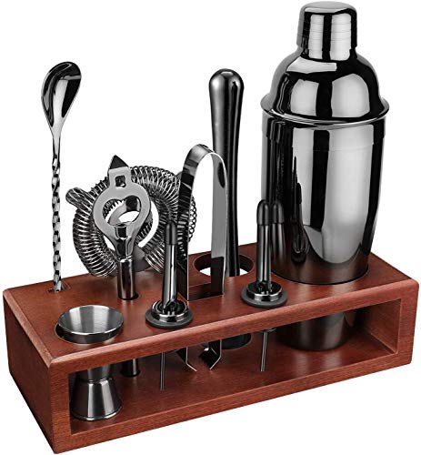 Cocktail-Shaker Set Barkeeper-Set mit Ständer schwarz 24 oz für Tequila Whiskey, Bar Kit Drink Mixer Shaker Set inkl… – Bild 4