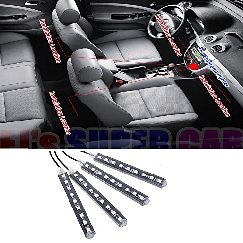 Onepalace 4Pcs Car LED Interior Underdash Lighting Kit Led Car Interior