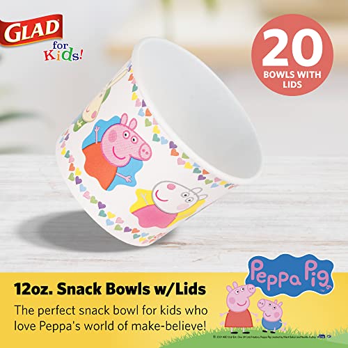 Glad for Kids 12 oz Peppa Pig Friends Paper Snack Bowls with Lids, 120
