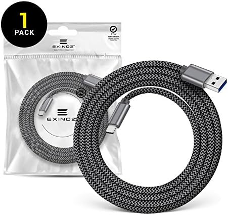 EXINOZ Xbox One Controller Charging Cable | Power Cable Replacement for Xbox One Elite/Xbox One S/Xbox One X Controllers | 6.6ft Grey Cord with 1 Year Replacement Warranty (1 Pack)
