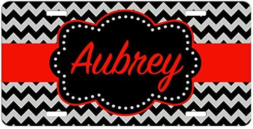 Simply Customized Personalized License Plate Monogram Black Red Chevron License Plate Car Auto Tag Aluminum PLP