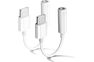 NIMIZO 2 Pack USB C to 3.5mm Headphone Jack Adapter, USB Type C to Aux Audio Dongle Cable Cord Compatible with iPhone 16/15 Plus 15 Pro Max, Galaxy S23 S24 Ultra, Note 20, iPad Pro, MacBook, Pixel XL