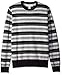 Amazon Essentials Men's Long-Sleeve Crewneck Sweater, 100% Cotton, Big & Tall Options Available, Black Grey Stripe, Medium