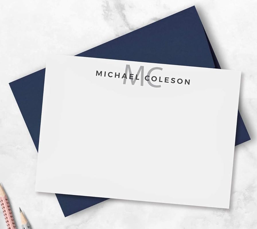 Mens Personalized Note Cards with 