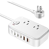 VPSUN USB C Charging Station,190W USB Charging Hub Power Strip,6FT Flat Extension Cord,Max 65W USB C Desktop Power Charger fo