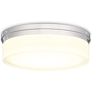 Modern Glass Nickel Flush Mount 11 Inch Glass Led Round Ceiling