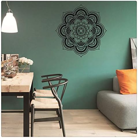 XuanhaFU Wall Stickers Wall Art Mandala Flower Wall Stickers Bedroom Wall Decal Art Stickers Mural Home Decor (Black)