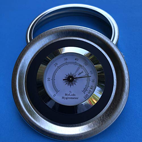 HyLids - Large Mouth - Analog - Hygrometer Lids with a true ideal range for herbs.
