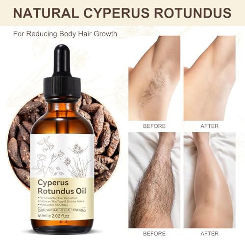 Premium Cyperus Rotundus Oil - Natural & Effective Hair Removal Solution | 100% Pure Cyperus Rotundus Essential Oil for Smooth Skin | Anti-Hair Growth, Nourishing Treatment for Sensitive Skin 60ML