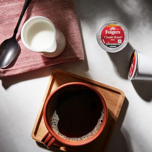 FOLGERS CLASSIC ROAST COFFEE, MEDIUM ROAST, K CUP PODS FOR KEURIG COFFEE MAKERS, 32COUNT