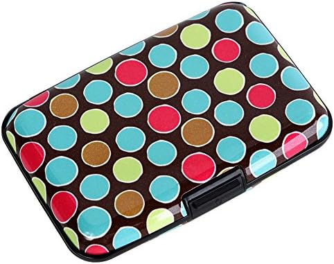 Credit Card Holder Aluminum Wallet RFID Blocking Metal Slim Hard Case (Multi-colored-circles)