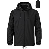 Uposiut Mens Windbreaker Rain Jacket Waterproof Raincoat | Packable Lightweight with Hooded 10,000 mm H₂O Waterproof Rating S-5XL for Cycling Running Hiking Fishing