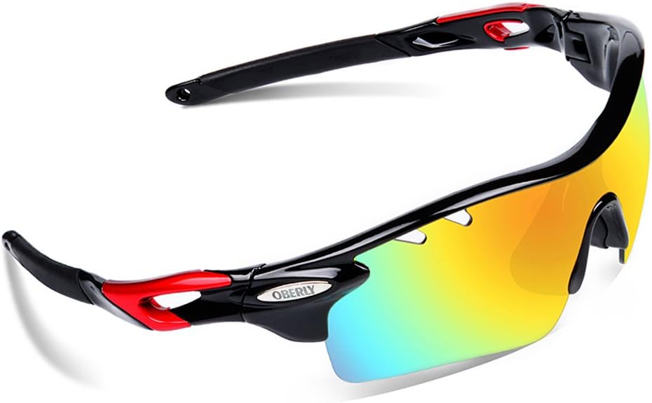 OBERLY S01 Polarized Sports Sunglasses with 4 Interchangeable Lenses for Men Women Cycling Baseball Golf Fishing Driving Glasses