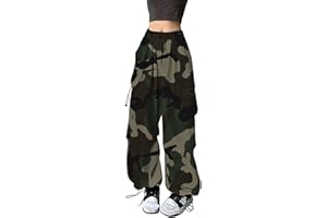 HBDHEJL Camo Cargo Pants Women Wide Leg Parachute Sweatpant High Waisted Flowy Baggy 2024 Summer Teen Girl Y2K Trendy Clothes