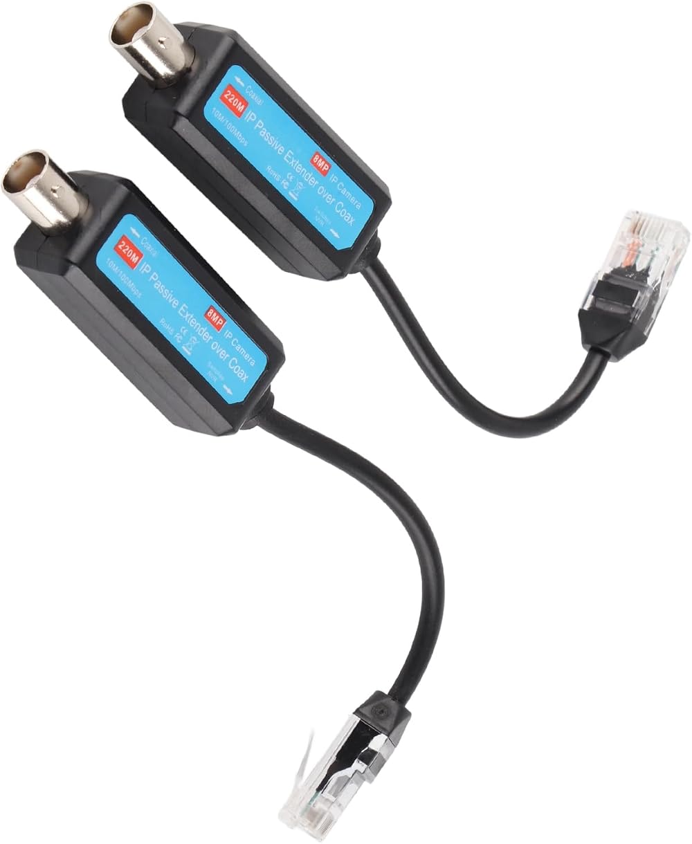 Demeras 1CH IP Network Transmitter Receiver Extender 10/100Mbps Coax Cable Max