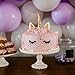 GmakCeder Unicorn Cake Topper ,Reusable Unicorn Horn, Ears and Eyelashes Party Cake Decoration Value Set for Baby Shower, Birthday Party (6inch) (6inch)
